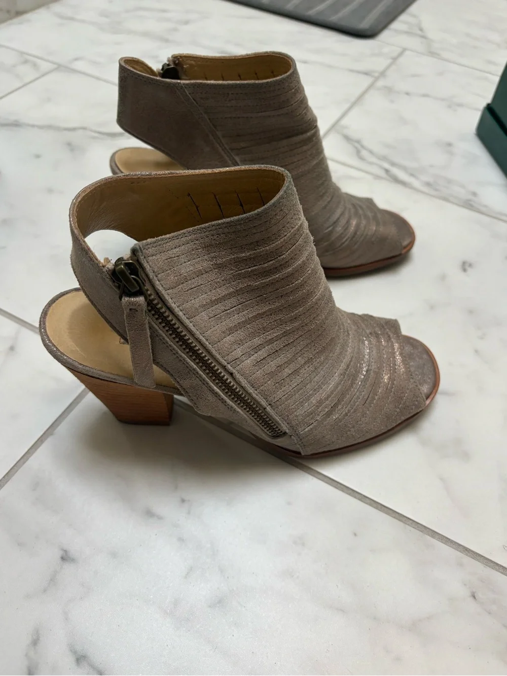 Paul Green Taupe Peep-Toe Booties - Taupe
